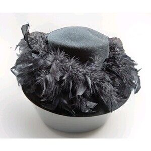 Vintage Betmar New York Dobbs Fifth Avenue 100% Wool Feather Black Hat